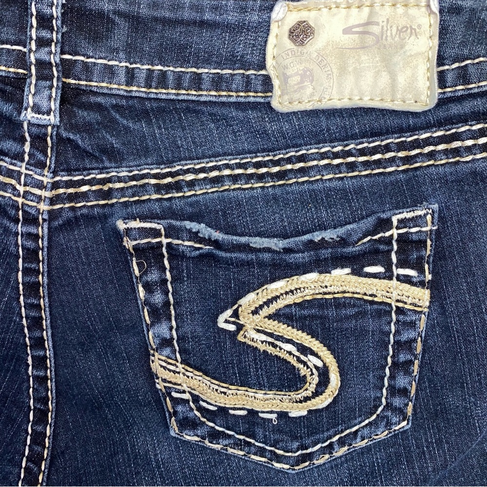 Silver Suki Jeans Womens 29Wx31L Western Glove Works Blue Dark Wash Denim Preppy - Picture 3 of 10